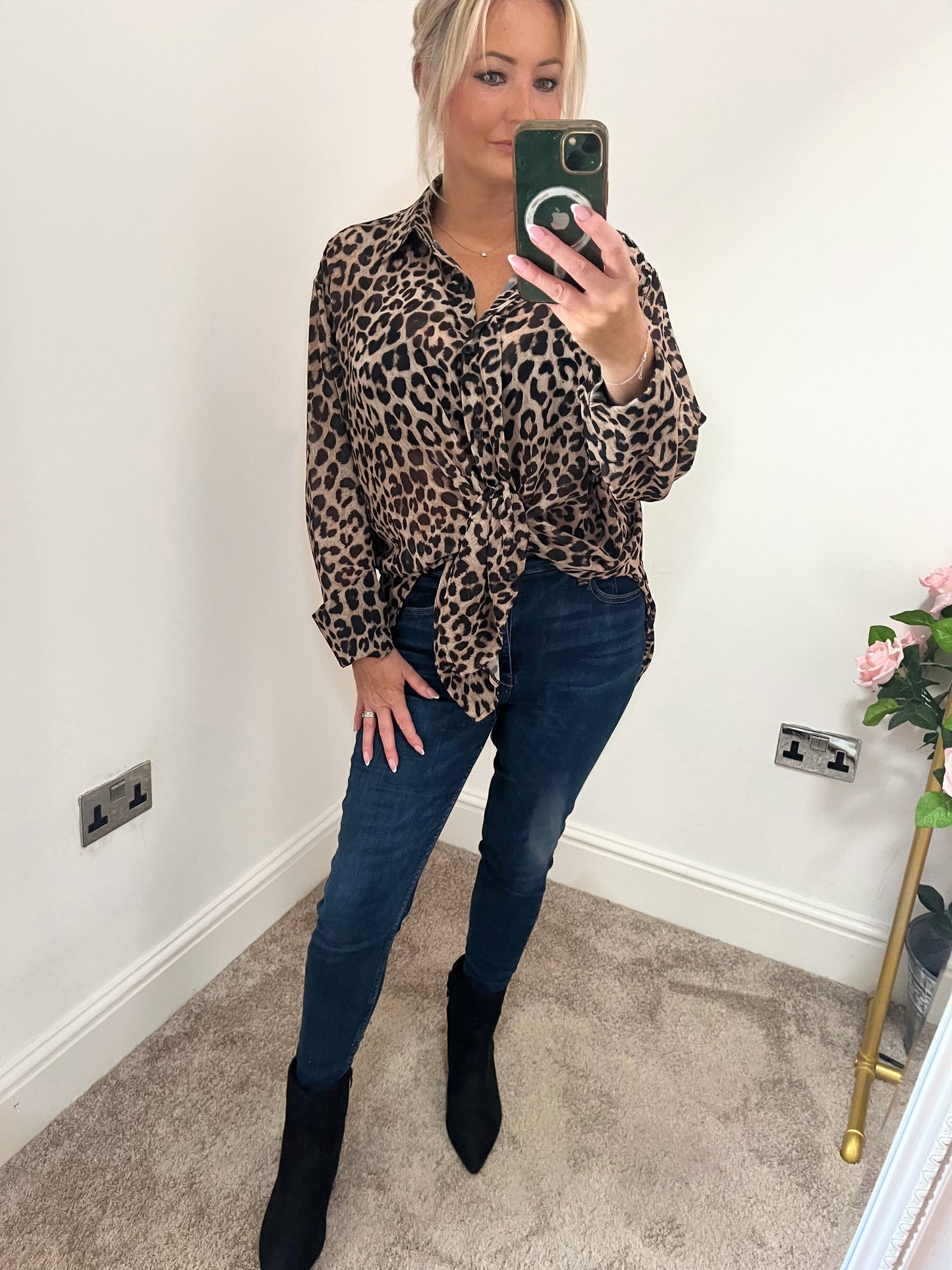 Leopard Long Back Blouse