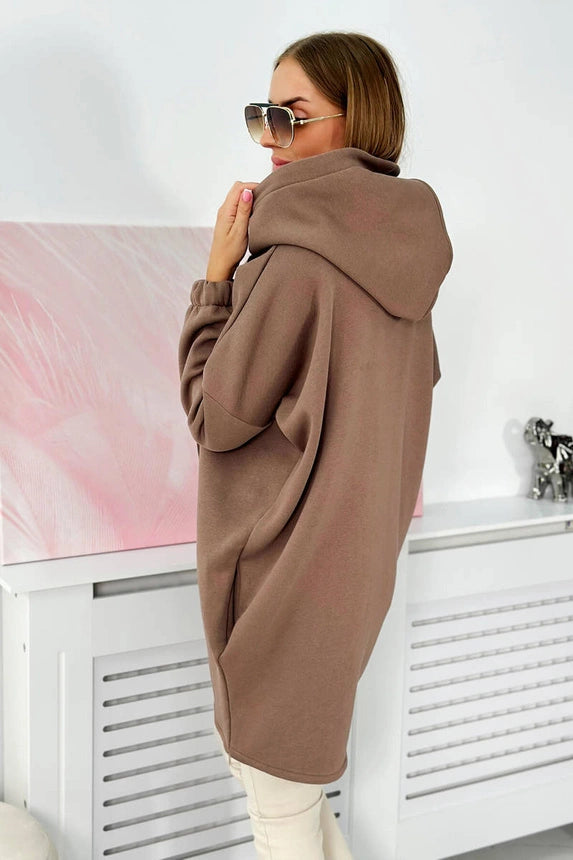 Cocoon Hooded Fleeced Coatigan - Mocha