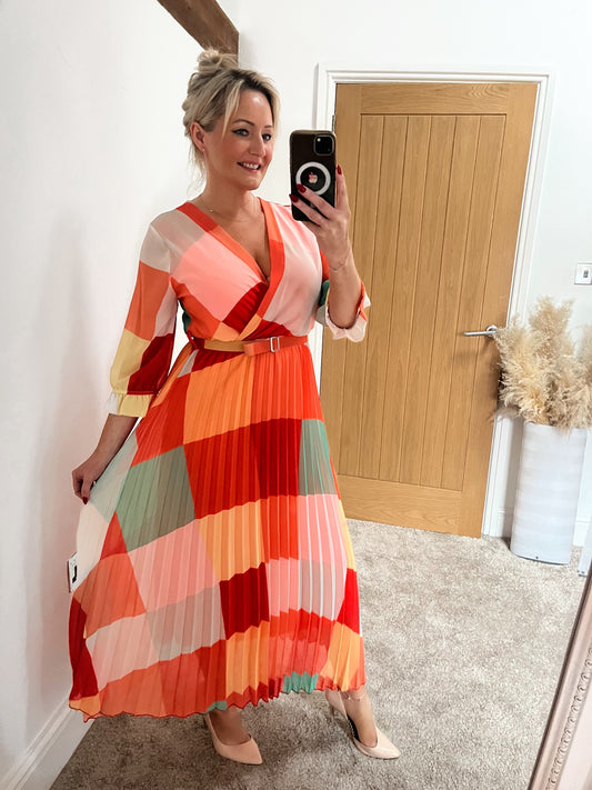 Orangina Pleated Maxi Dress