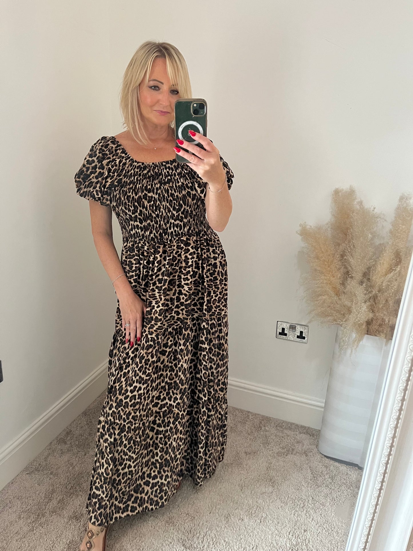 Curve Leopard Shirred Maxi Dress