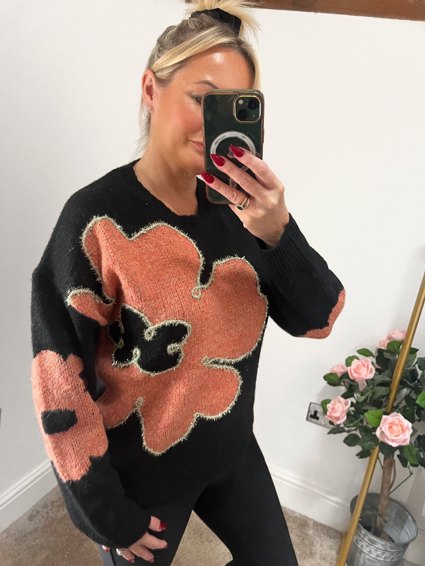 Coral Rose Black Jumper