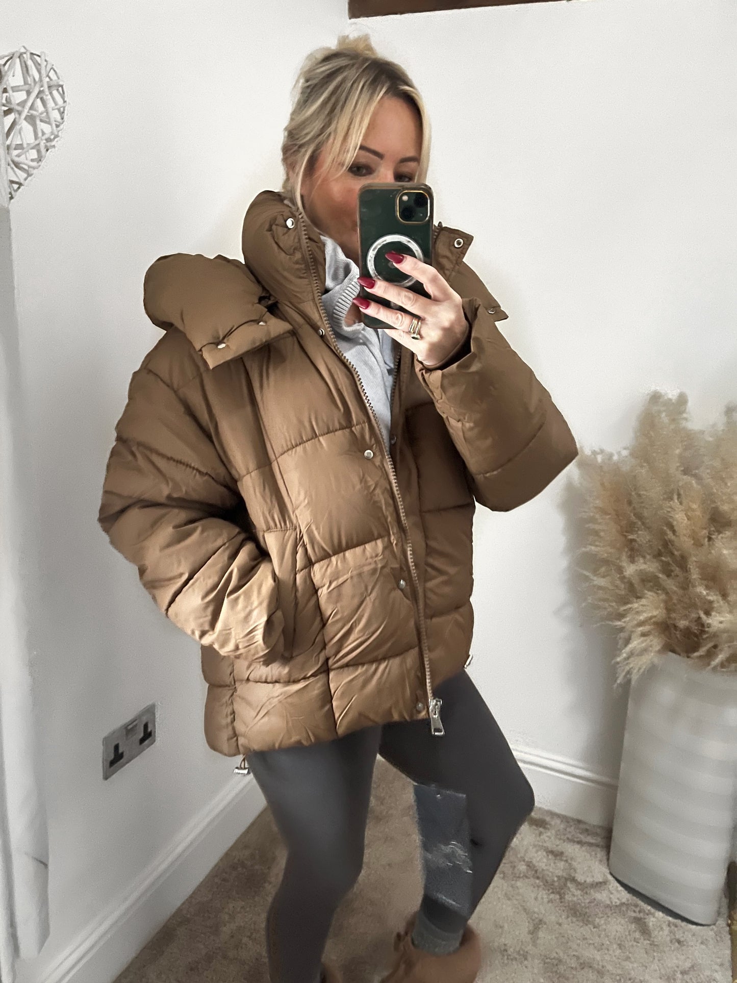 Quilted Padded Puffer Jacket - Copper