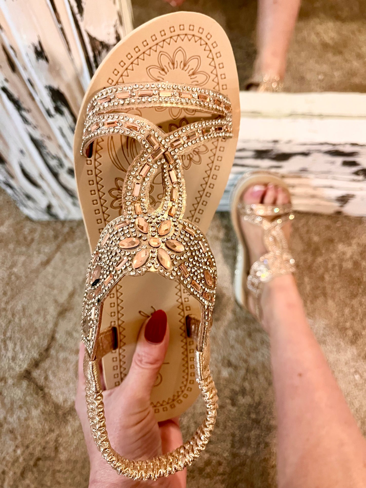 Rose Gold Diamante Sandals