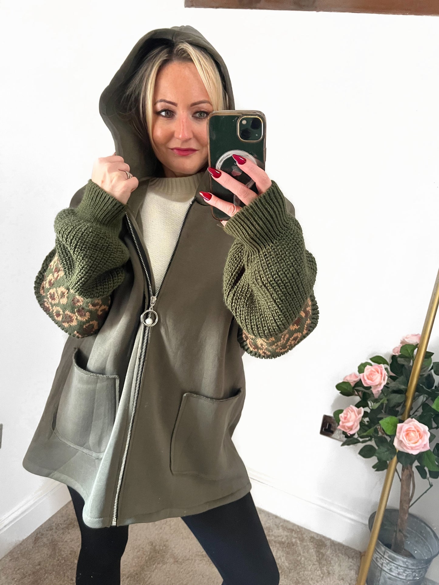 Fleeced Snuggle Hoodie - Khaki