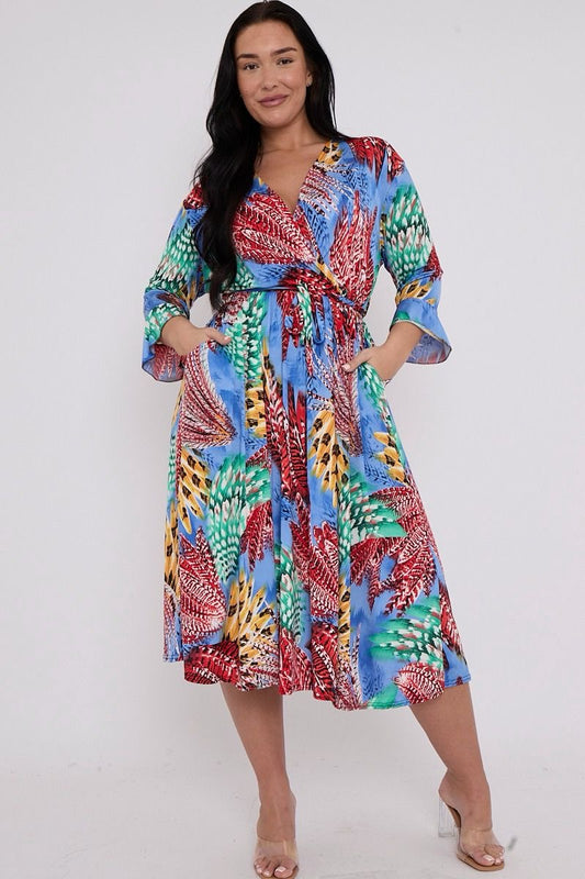 Tropics Multicoloured Midi Dress - Plus size