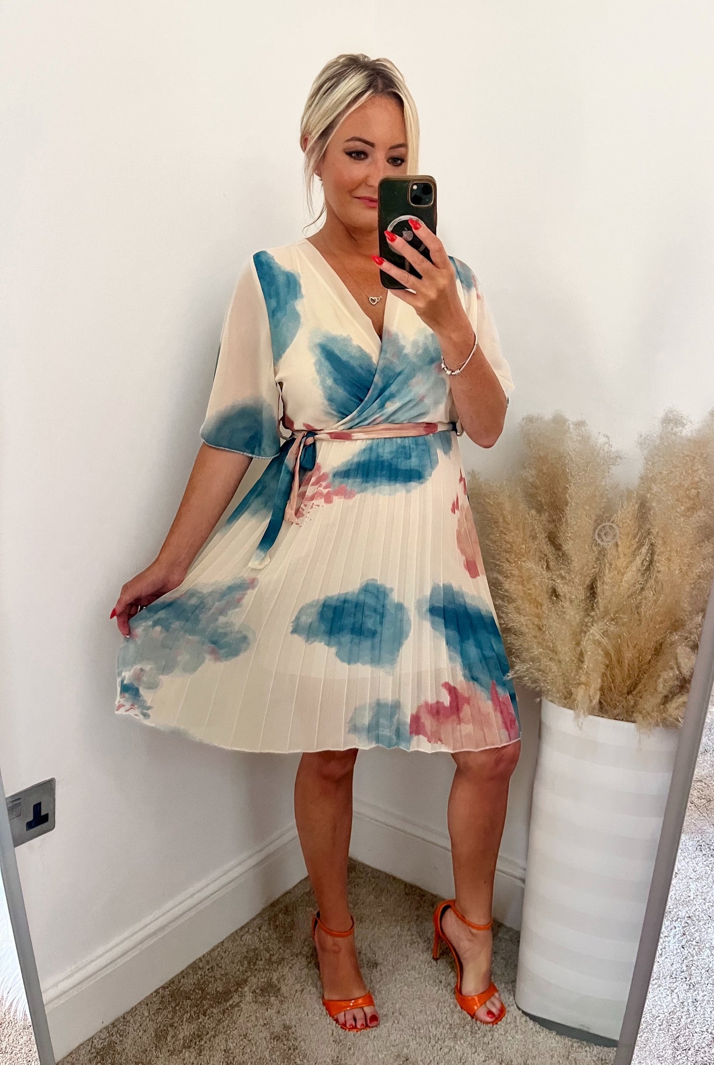 Cloud Pleated Midi Dress