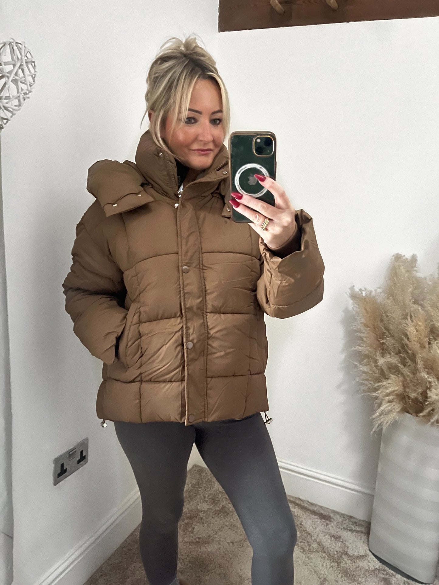 Quilted Padded Puffer Jacket - Copper