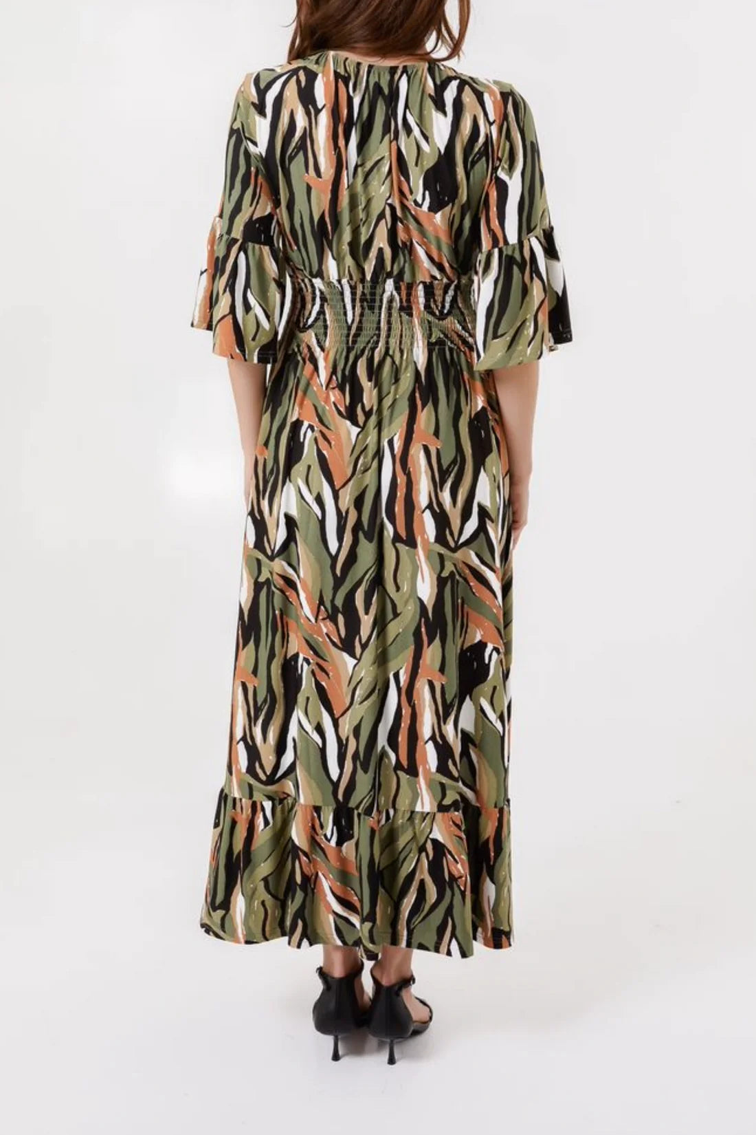 V Neck Abstract Maxi Dress