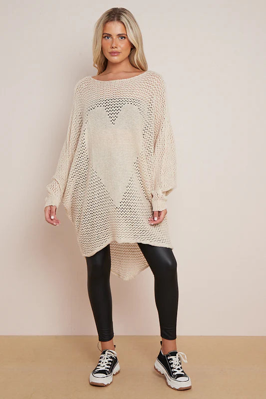 Heart Knit Oversized Jumper