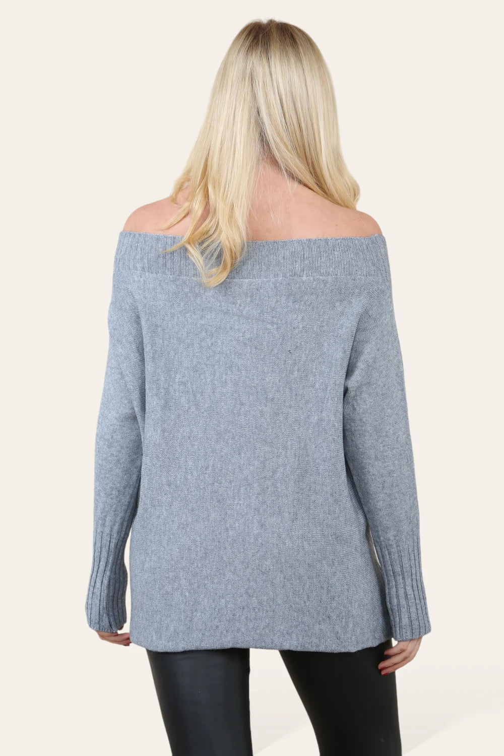 Off The Shoulder Knit Jumper - Grey