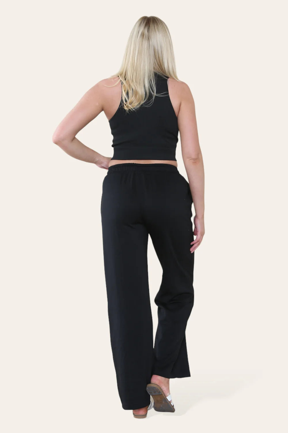 Wide leg Jogger Trousers - Black