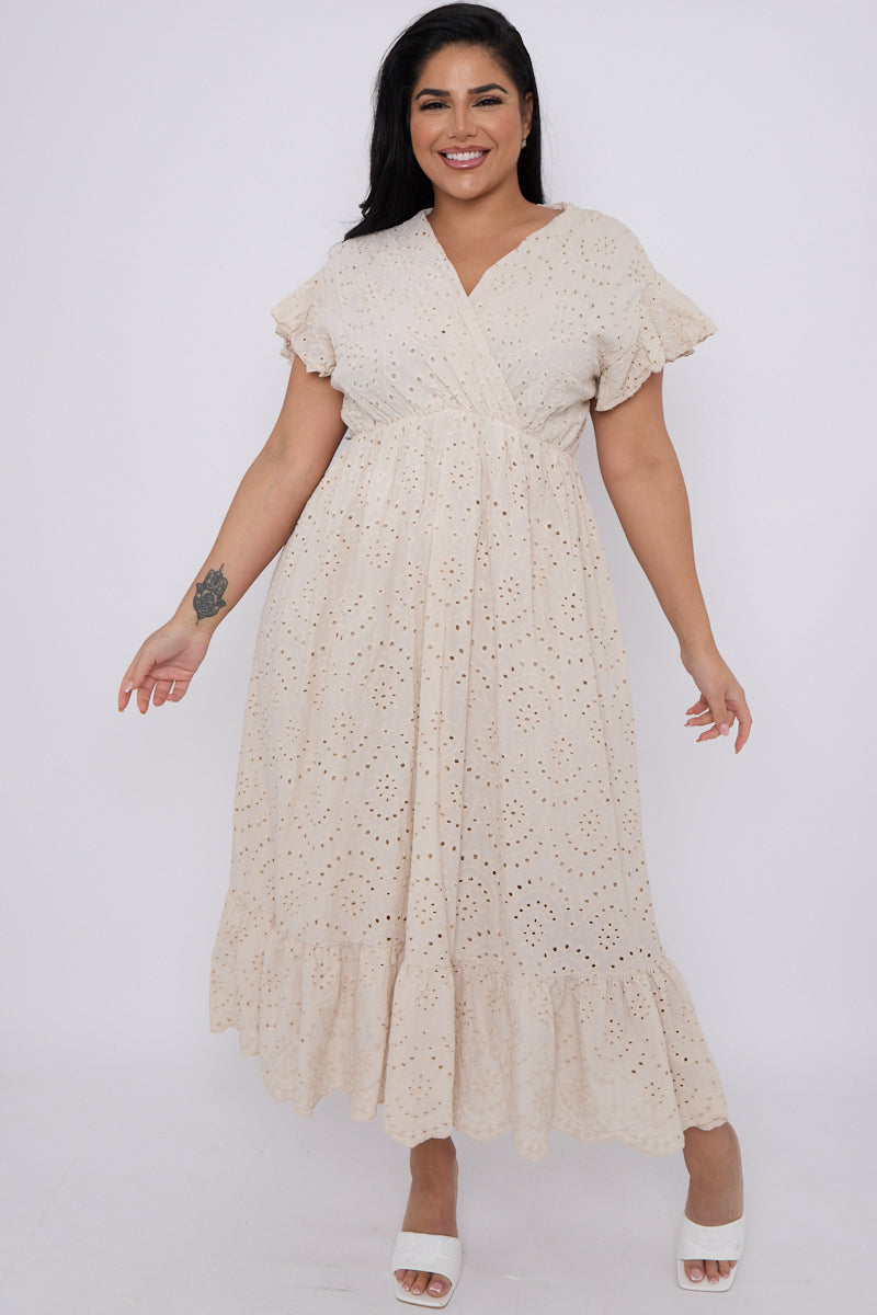 Plus Size Broderie Anglaise Maxi Dress