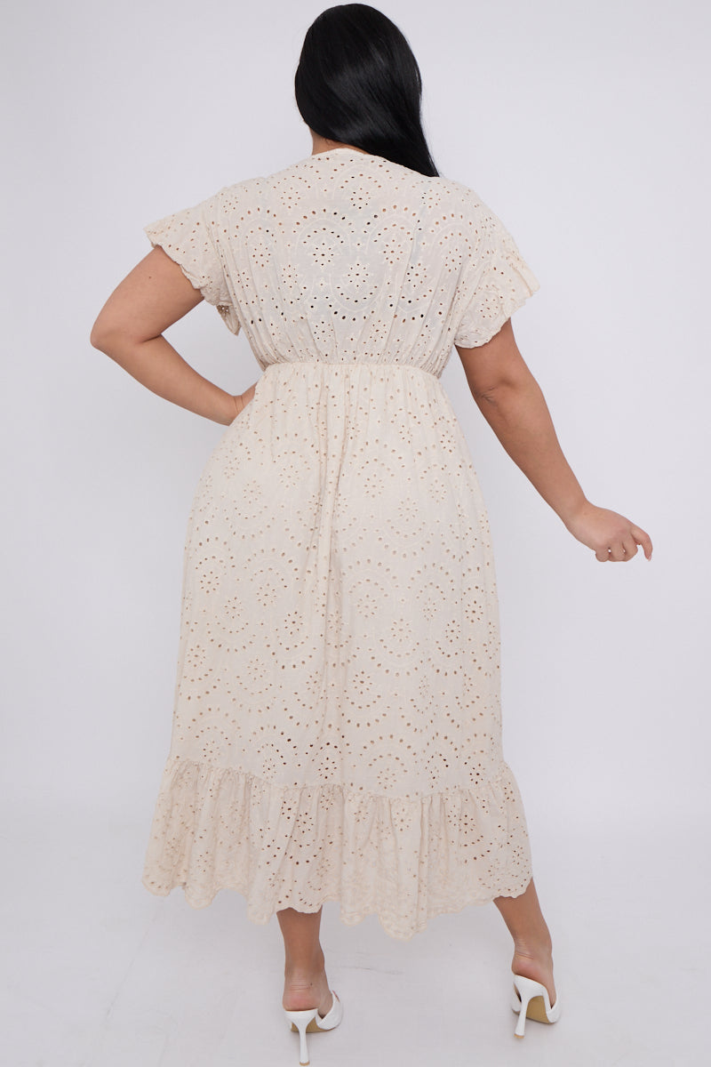 Plus Size Broderie Anglaise Maxi Dress