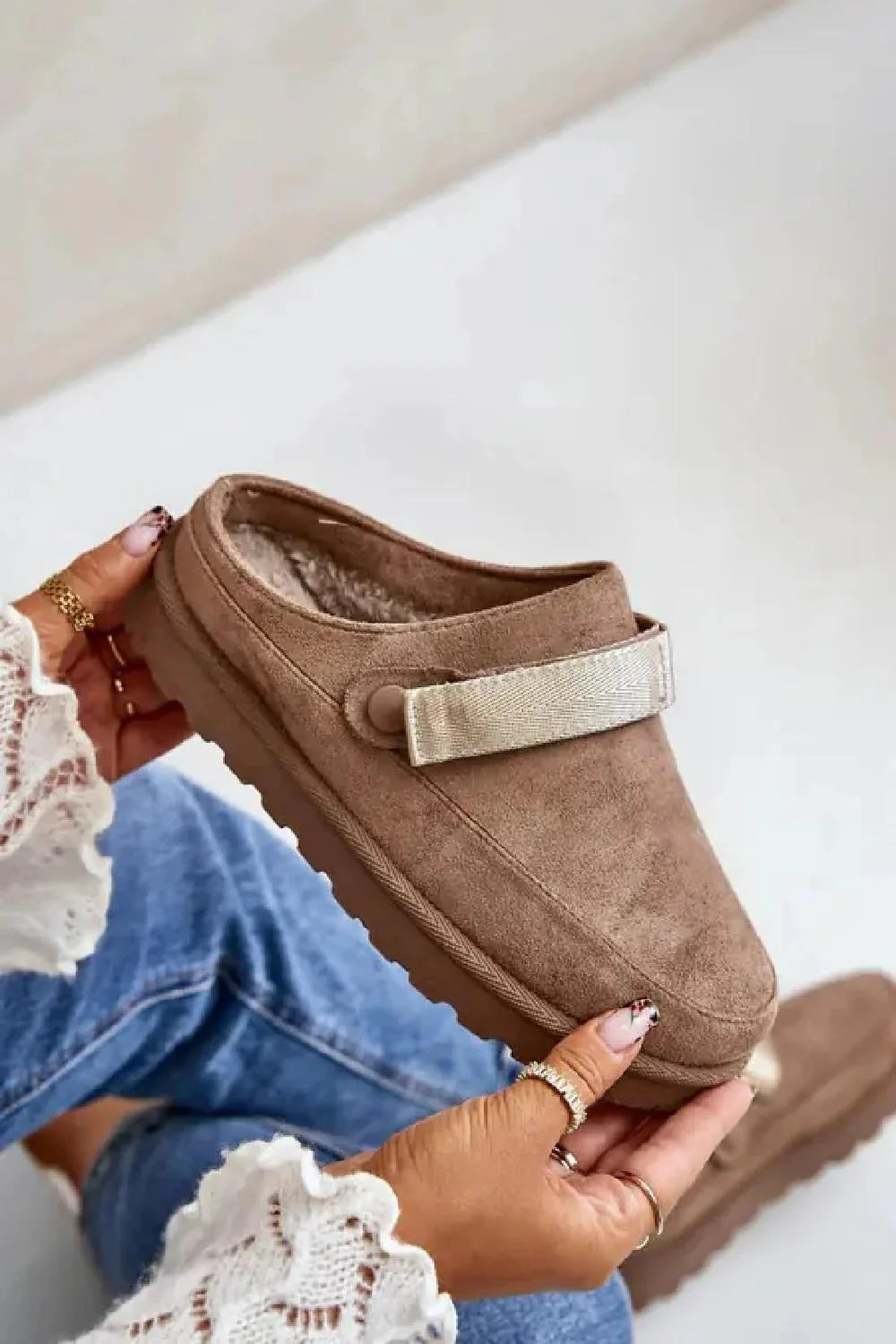 Taupe Slip on Mules