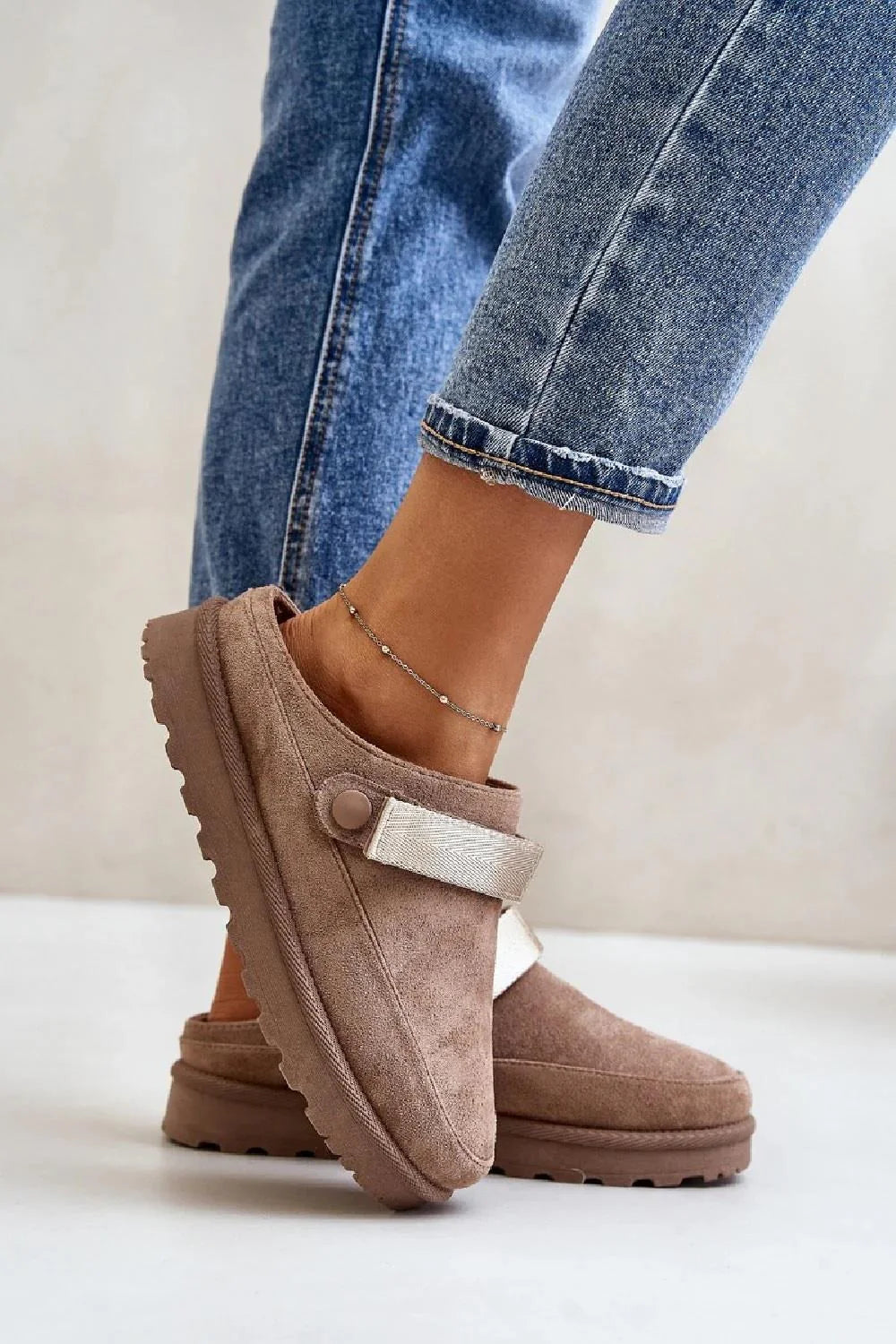 Taupe Slip on Mules