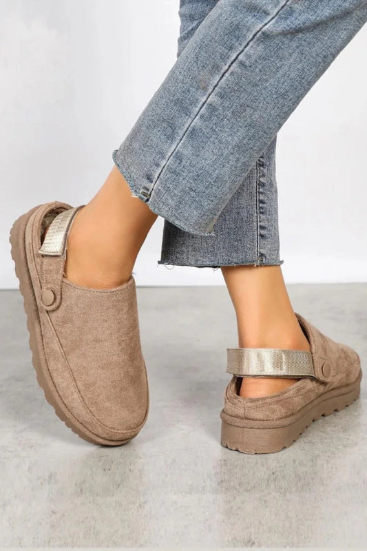 Taupe Slip on Mules
